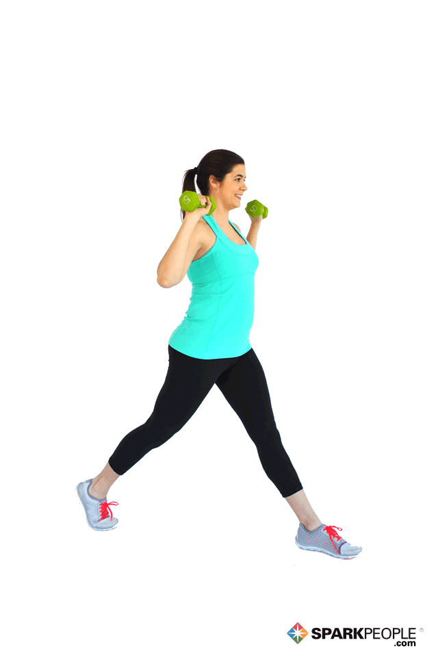 Stationary Lunges With Dumbbell Press
